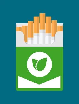 Cigarettes inside the green box with mint icon Stock Illustration