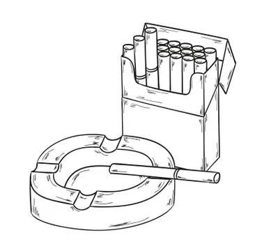 Cigarettes pack and ashtray イラスト素材