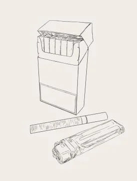 Cigarettes pocket, sketch vector. Stock Illustration