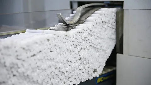 Cigarettes production process inside a modern factory 스톡 동영상 69861002