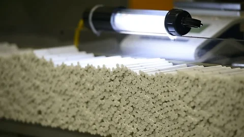 Cigarettes production process inside a modern factory Stock Footage 69861027