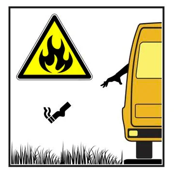 Cigarettes spark bushfire Stock Illustration