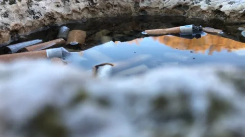Cigarettes in the water Stock-Footage 145417793