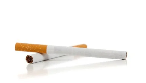 Cigarettes on a white background with copy space Stock Photos