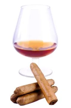 Cigars and cognac Stock Photos