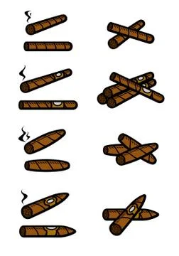 Cigars set. Collection icon cigars. Vector Stock Illustration
