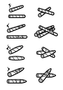 Cigars set. Collection icon cigars. Vector Stock Illustration