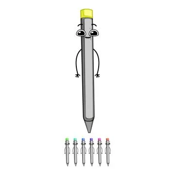 Cil pen character cartoon vector graphic Stock Illustration
