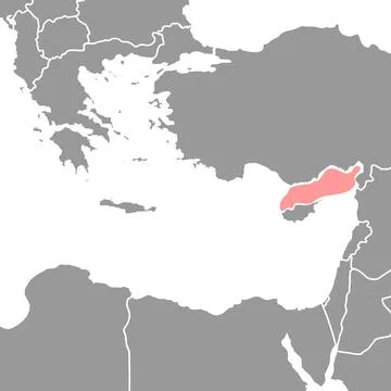 Cilician Sea on the world map. Vector illustration. Stock Illustration
