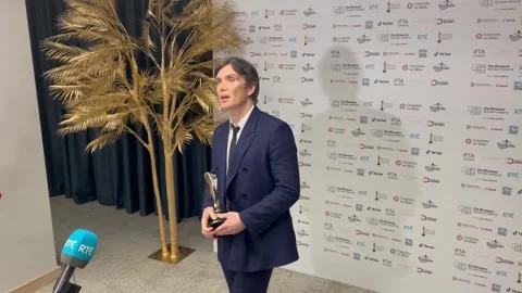 Cillian Murphy picks up lead actor gong at the IFTA awards  Stock Footage 301925460