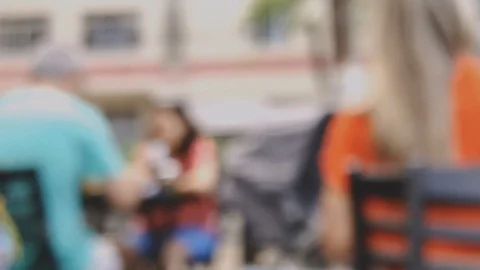 Cilp out of focus, background of restaurant outdoor. Stock Footage 119838977