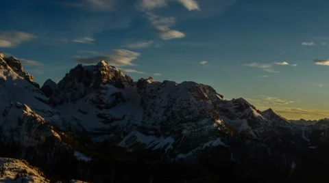 Cima Brenta mountain peak sunset in winter time lapse HD Stock-Footage 45699780