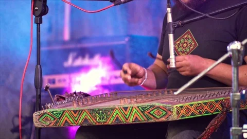 Cimbalom, dulcimer playing on show Stock Footage 69947524