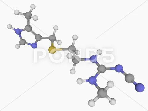 Cimetidine drug molecule Stock Illustration