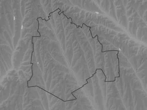 Cimislia, Moldova. Grayscale elevation map with lakes and rivers Illustrazione stock