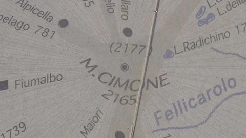 Cimone mountain stone map on the top of the mountain 2019 sign Stock Footage 115253783