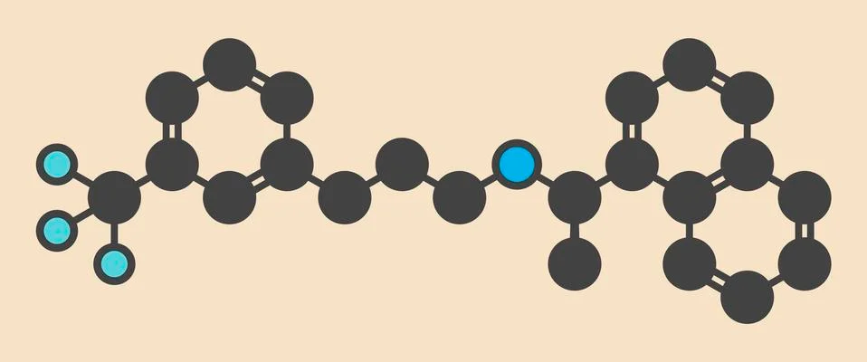 Cinacalcet hyperparathyroidism molecule 库存插图