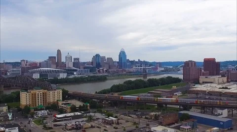 Cincinatti Fly Up Stock Footage 91100452