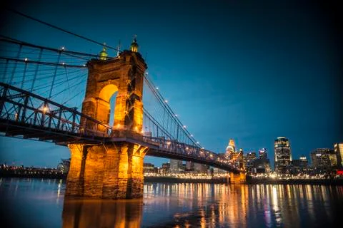 Cincinnati and the Bridge Stock Photos