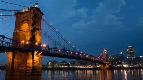 Cincinnati Day to Brilliant Night Time Lapse Video stock 14808372