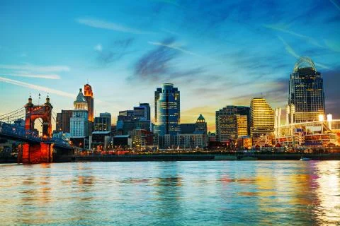 Cincinnati downtown overview Stock Photos