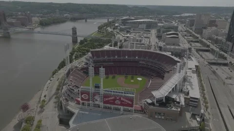 Cincinnati Drone Reds Stadium Midday 4k Raw Log 스톡 동영상 254596583