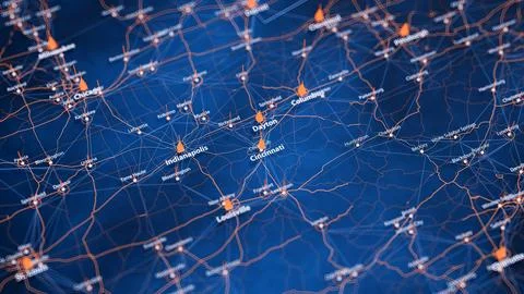 Cincinnati map big data visualization. Futuristic map infographic of city in USA 库存插图