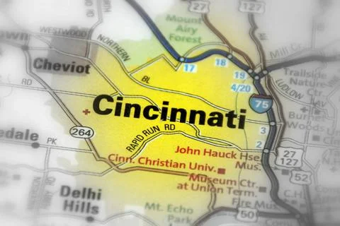 Cincinnati on a map Stock Photos