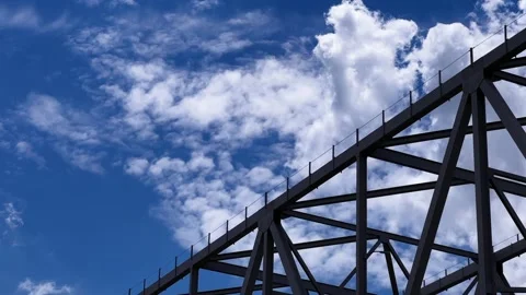 CINCINNATI, OHIO. Movement on water under steel suspension bridge over the Ohio Stock Footage 201894101
