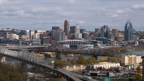 Cincinnati Ohio Skyline Time Lapse Stock Footage 70077247