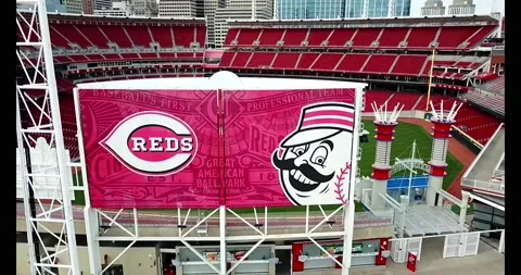 Cincinnati Reds Stadium from across the , Stock Video