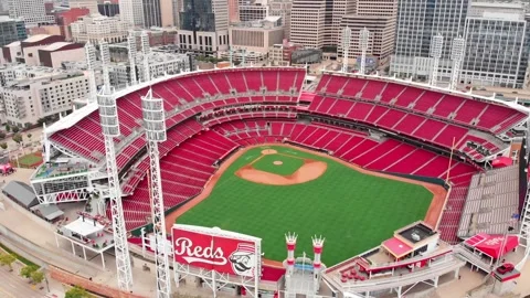 Cincinnati Reds Stadium from across the , Stock Video