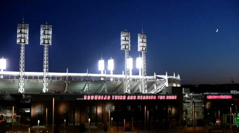 Cincinnati Reds Stadium at Night Video stock 878698