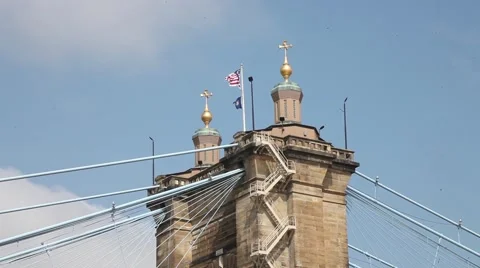 CINCINNATI, ROEBLING BRIDGE, SUSPENSION BRIDGE Video stock 59184055
