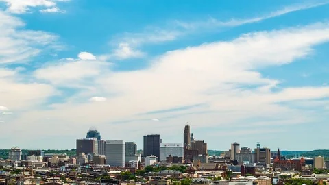 Cincinnati Skyline Time Lapse With Clouds 4K 1080P Stock Footage 77575966