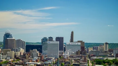 Cincinnati Skyline Time Lapse With Clouds 4K 1080P Stock Footage 77575997