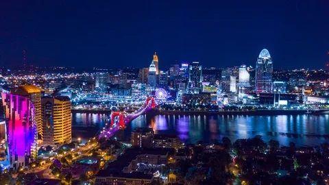 Cincinnati's Blink 2019 hyperlapse of skyline 库存影片 117927788