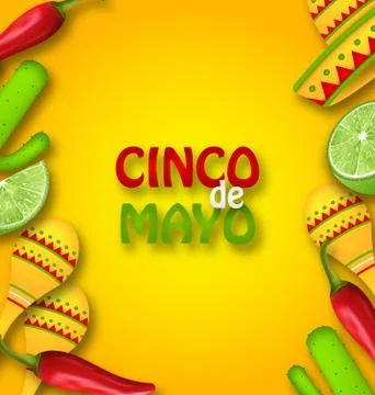 Cinco De Mayo Background with Mexican Traditional Symbols Stock Illustration
