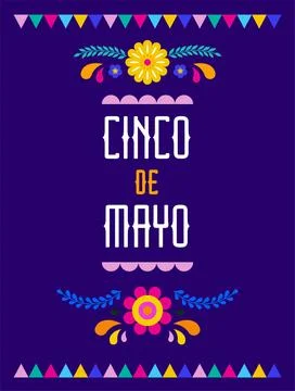 Cinco De Mayo bold design in vibrant colors. Mexican elements Fiesta banner. Stock Illustration
