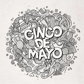 Cinco de Mayo. Cartoon vector hand drawn Doodle illustration Illustrazione stock