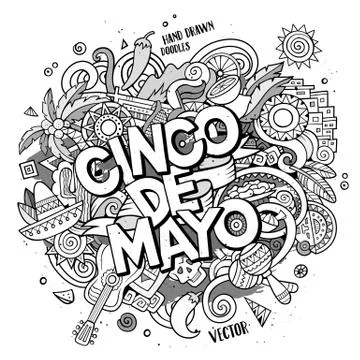 Cinco de Mayo. Cartoon vector hand drawn Doodle illustration イラスト素材