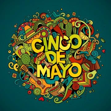 Cinco de Mayo. Cartoon vector hand drawn Doodle illustration Illustrazione stock