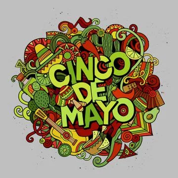 Cinco de Mayo. Cartoon vector hand drawn Doodle illustration Illustrazione stock