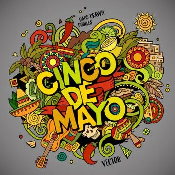 Cinco de Mayo. Cartoon vector hand drawn Doodle illustration Illustrazione stock