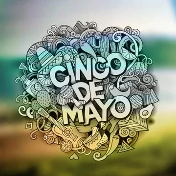 Cinco de Mayo. Cartoon vector hand drawn Doodle illustration Illustrazione stock