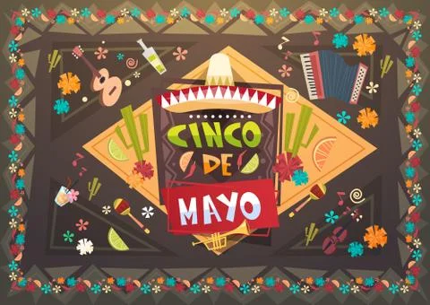 Cinco De Mayo Festival Background Mexican Holiday Greeting Card Background Stock Illustration