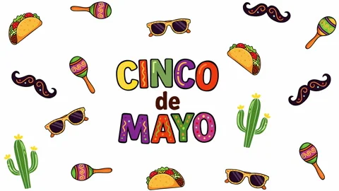 Cinco de Mayo Festive Background with Tacos, Maracas and Cactus Elements 스톡 동영상 332688174