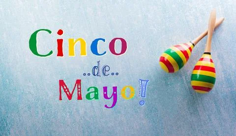 Cinco de Mayo holiday background made from maracas and the text on pastel b.. Stock Illustration