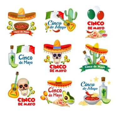 Cinco de mayo labels set Illustrazione stock