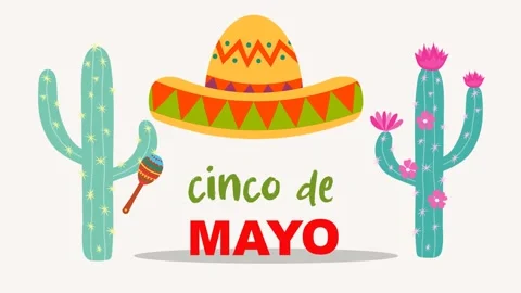Cinco de mayo letter with hat and cactus banner Stock Footage 233658810